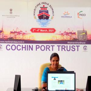 Dr M Beena IAS, Chairperson, Cochin Port Trust speaks during the Break out session on Bulk Cargo Transportation- Focus on Liquid Cargo